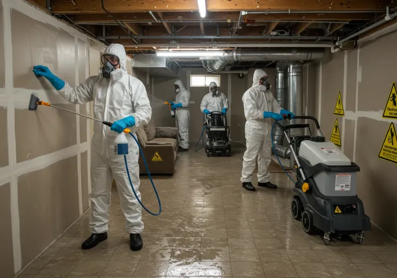 Basement Moisture Removal and Structural Drying process in Mountain View, HI